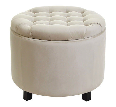 Disar - Elegant Tufted Storage Footstool, 50x43cm-Ottomans and Footstools-Belle Fierté