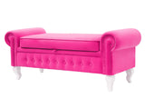 Large Velvet Ottoman, Upholstered Bench with a Storage Box-Benches & Ottomans-Belle Fierté