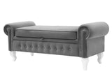 Large Velvet Ottoman, Upholstered Bench with a Storage Box-Benches & Ottomans-Belle Fierté