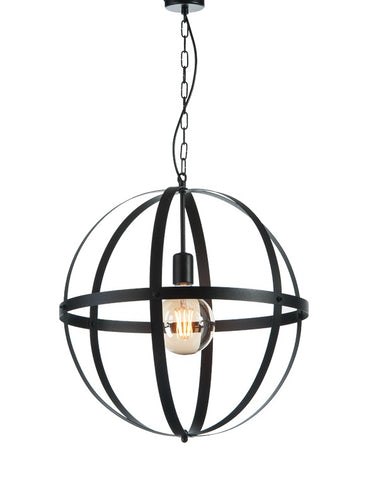 Noor - Black Metal Ceiling Lamp, Sphere Rustic Chandelier-Chandelier-Belle Fierté