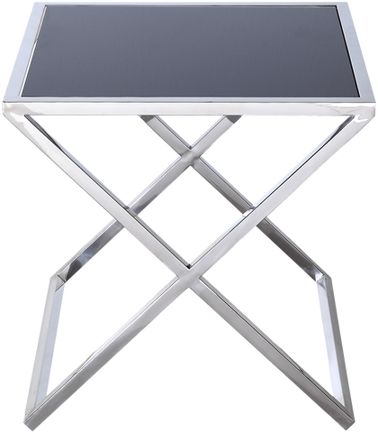 TORONTO- Luxury Black Glass Top Chrome Base Side Table-Side Tables-Belle Fierté