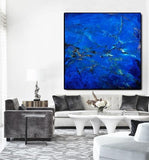 Handmade Original Acrylic Fine Canvas Abstract Painting 80x80cm - "Blue"-Wall art-Belle Fierté