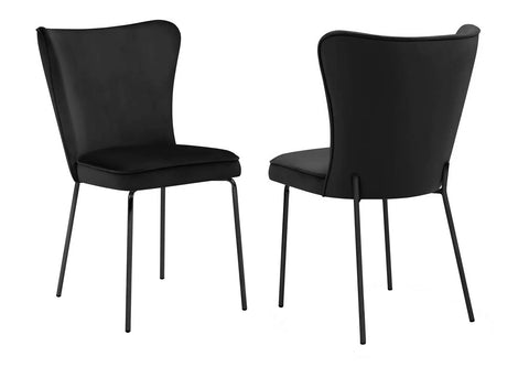 Bonty - Black Velvet Dining Chair, Black Metal Base, Set of 2-Chair Set-Belle Fierté