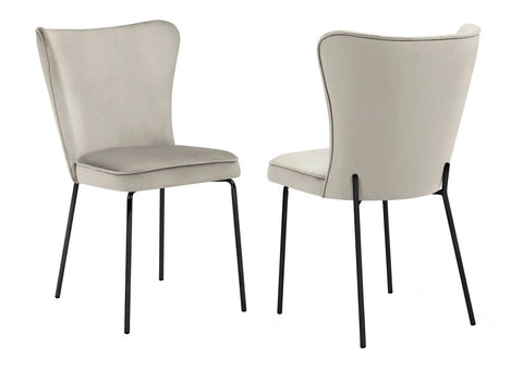 Bonty - Mink Velvet Dining Chair, Black Metal Base, Set of 2-Chair Set-Belle Fierté