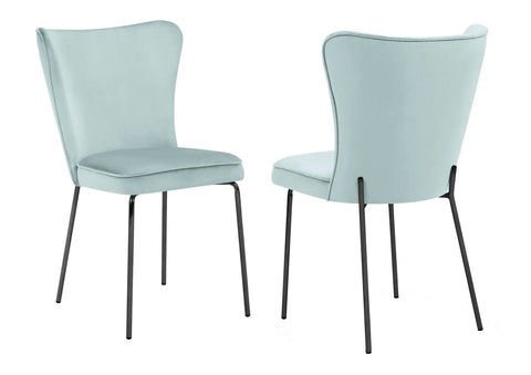 Bonty - Mint Velvet Dining Chair, Black Metal Base, Set of 2-Chair Set-Belle Fierté