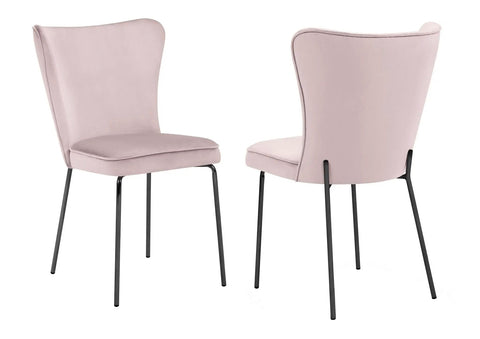 Bonty - Pink Velvet Dining Chair, Black Metal Base, Set of 2-Chair Set-Belle Fierté