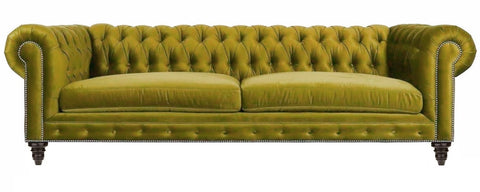Brompton - Mustard Velvet 3 Seater Chesterfield Sofa-Sofa-Belle Fierté