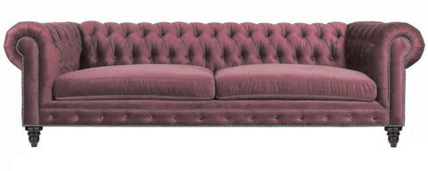 Brompton - Pink Velvet 3 Seater Chesterfield Sofa-Sofa-Belle Fierté