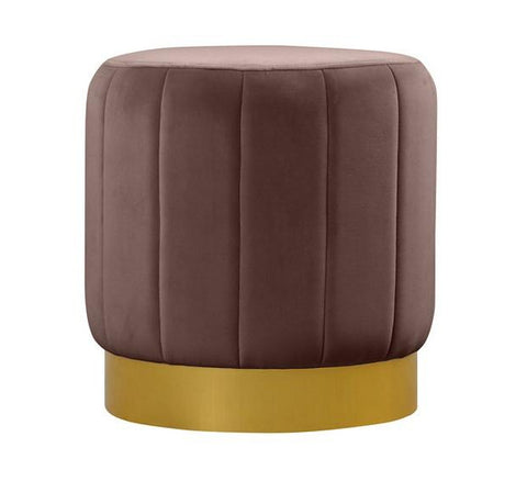 Memphis - Round Velvet Ottoman, Gold Finish Contemporary Stool, 40x43cm-Ottomans and Footstools-Belle Fierté