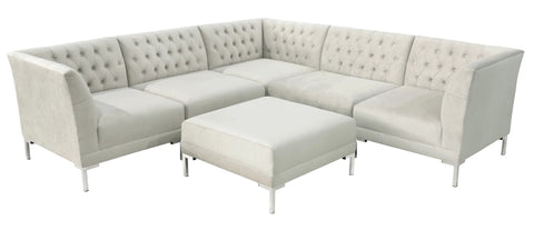 Canberra - Beige Contemporary Chesterfield Corner Sofa with Ottoman-Sofa-Belle Fierté
