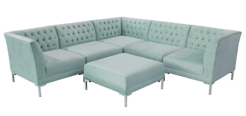 Canberra - Mint Contemporary Chesterfield Corner Sofa with Ottoman-Sofa-Belle Fierté