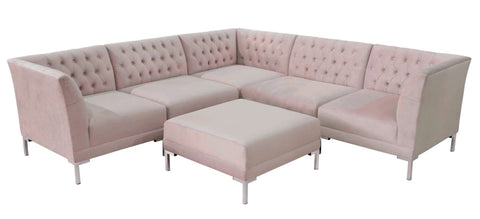 Canberra - Pink Contemporary Chesterfield Corner Sofa with Ottoman-Sofa-Belle Fierté