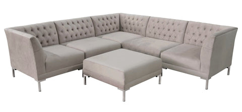 Canberra - Mink Contemporary Chesterfield Corner Sofa with Ottoman-Sofa-Belle Fierté