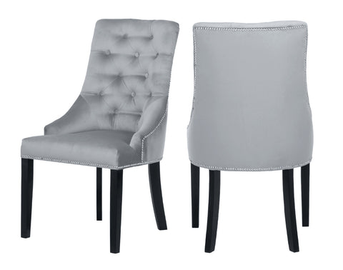 Carolyn - Light Grey Chesterfield Dining Chair, Set of 2-Chair Set-Belle Fierté