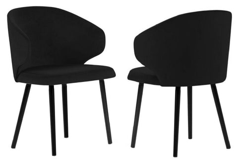 Carson - Black Velvet Modern Dining Chair, Set of 2-Chair Set-Belle Fierté