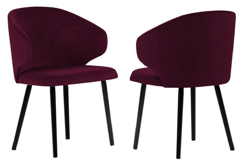 Carson - Wine Velvet Modern Dining Chair, Set of 2-Chair Set-Belle Fierté