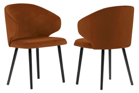 Carson - Burnt Orange Velvet Modern Dining Chair, Set of 2-Chair Set-Belle Fierté