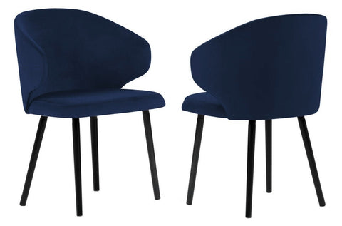 Carson - Navy Blue Velvet Modern Dining Chair, Set of 2-Chair Set-Belle Fierté