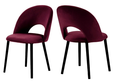Catania - Burgundy Velvet Dining Chair, Set of 2-Chair Set-Belle Fierté