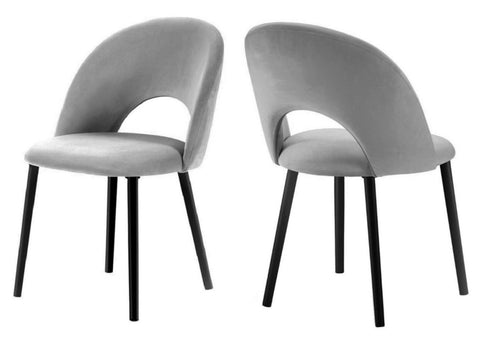 Catania - Grey Velvet Dining Chair, Set of 2-Chair Set-Belle Fierté