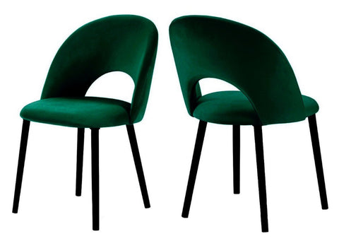 Catania - Green Velvet Dining Chair, Set of 2-Chair Set-Belle Fierté