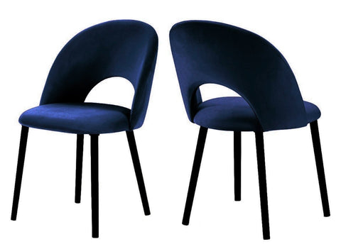 Catania - Navy Blue Velvet Dining Chair, Set of 2-Chair Set-Belle Fierté