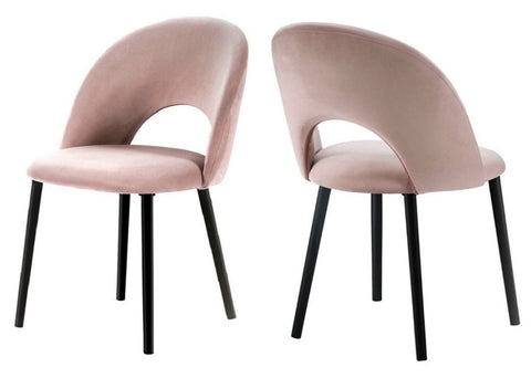 Catania - Light Pink Velvet Dining Chair, Set of 2-Chair Set-Belle Fierté