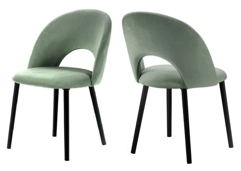Catania - Sage Green Velvet Dining Chair, Set of 2-Chair Set-Belle Fierté