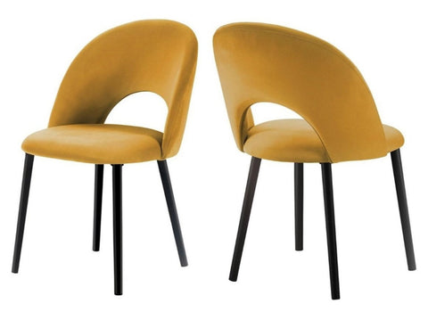 Catania - Yellow Velvet Dining Chair, Set of 2-Chair Set-Belle Fierté