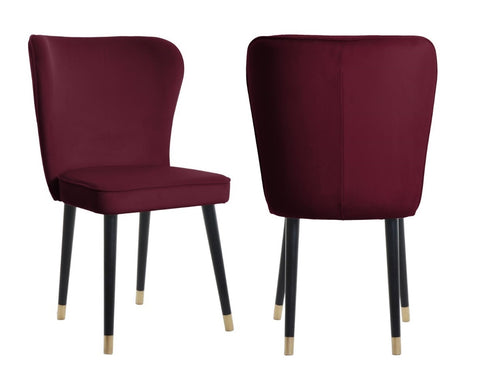 Celine - Burgundy Velvet Dining Chair, Set of 2-Chair Set-Belle Fierté