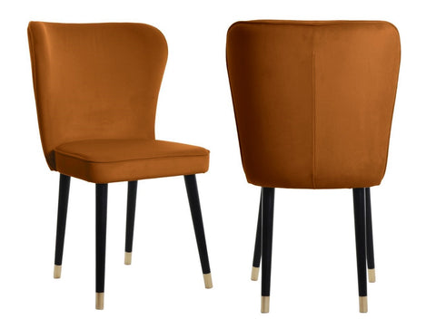Celine - Orange Velvet Dining Chair, Set of 2-Chair Set-Belle Fierté
