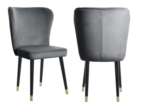 Celine - Grey Velvet Dining Chair, Set of 2-Chair Set-Belle Fierté