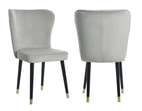 Celine - Light Grey Velvet Dining Chair, Set of 2-Chair Set-Belle Fierté