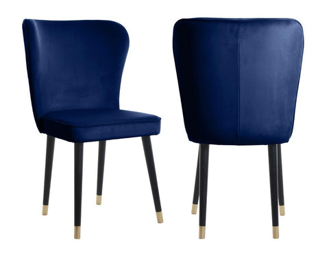 Celine - Navy Blue Velvet Dining Chair, Set of 2-Chair Set-Belle Fierté