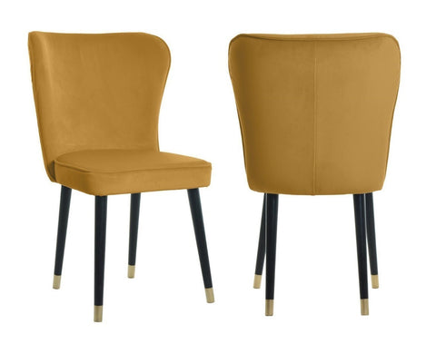 Celine - Yellow Velvet Dining Chair, Set of 2-Chair Set-Belle Fierté