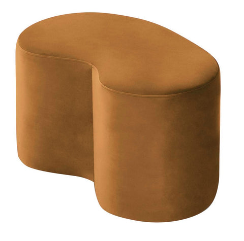 Cesar - Burnt Orange Kidney Shape Pouffe, Upholstered Velvet Ottoman, 84x50x47cm-Ottomans and Footstools-Belle Fierté