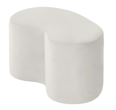 CESAR - Kidney Shape Cream Pouffe, Velvet Ottoman, 84x50x47cm-Ottomans and Footstools-Belle Fierté