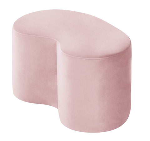 CESAR - Pink Kidney Shape Pouffe, Velvet Ottoman, 84x50x47cm-Ottomans and Footstools-Belle Fierté