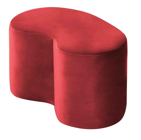 Cesar - Red Kidney Shape Pouffe, Upholstered Velvet Ottoman, 84x50x47cm-Ottomans and Footstools-Belle Fierté
