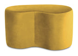 Cesar - Yellow Kidney Shape Pouffe, Upholstered Velvet Ottoman, 84x50x47cm-Ottomans and Footstools-Belle Fierté