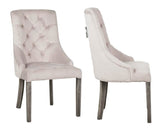 Cheryl - Beige Chesterfield Knocker Dining Chair, Set of 2-Chair Set-Belle Fierté