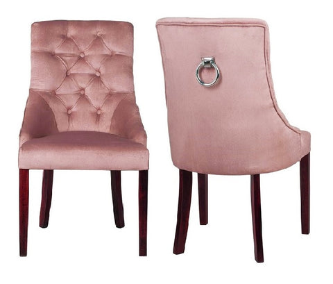Cheryl - Pink Chesterfield Knocker Dining Chair, Set of 2-Chair Set-Belle Fierté