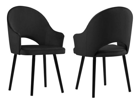 Clare - Black Velvet Dining Chair, Set of 2-Chair Set-Belle Fierté