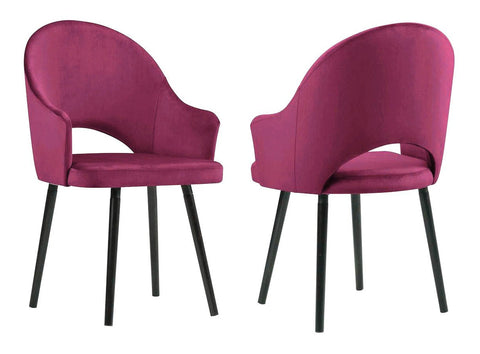 Clare - Bright Pink Velvet Dining Chair, Set of 2-Chair Set-Belle Fierté
