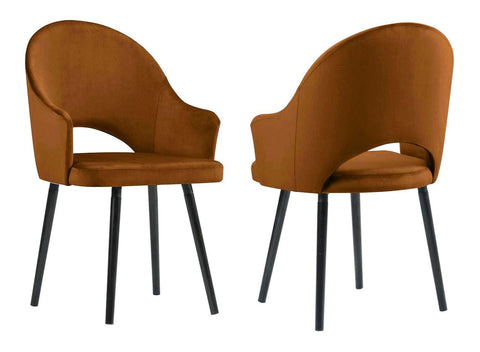 Clare - Burnt Orange Velvet Dining Chair, Set of 2-Chair Set-Belle Fierté