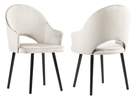 Clare - Cream Velvet Dining Chair, Set of 2-Chair Set-Belle Fierté