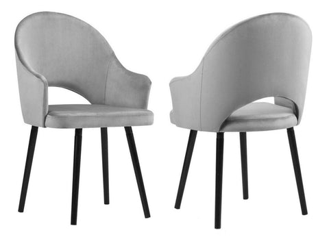 Clare - Grey Velvet Dining Chair, Set of 2-Chair Set-Belle Fierté