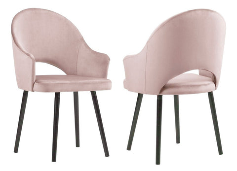 Clare - Light Pink Velvet Dining Chair, Set of 2-Chair Set-Belle Fierté