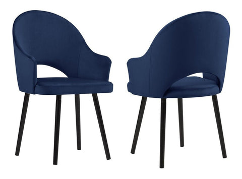 Clare - Navy Blue Velvet Dining Chair, Set of 2-Chair Set-Belle Fierté
