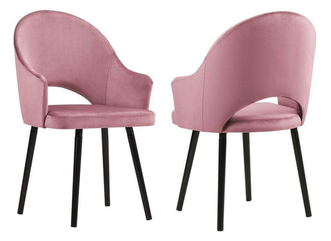 Clare - Pink Velvet Dining Chair, Set of 2-Chair Set-Belle Fierté